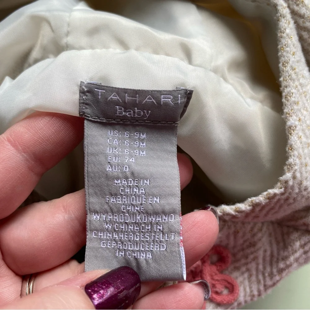 Tahari baby girls hooded pea coat 6-9 months jacket photos textured